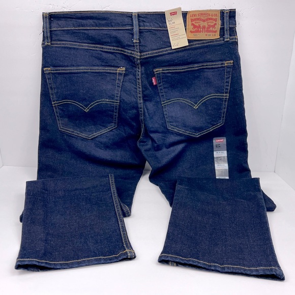LEVI'S 511 BLUE JEANS 36X32, DARK BLUE WITH GOLDEN THREADS, 511 STRETCH SLIM - Picture 2 of 14